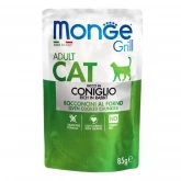 Monge Cat Grill Pouch Adult Coniglio, паучи для кошек, с кусочками кролика в желе, 85 гр. (арт.-3611)