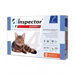 Инспектор Квадро К "Inspector Quadro K" капли для котов от внешних и внутренних паразитов (1-4 кг)