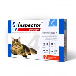 Инспектор Квадро К "Inspector Quadro K" капли для котов от внешних и внутренних паразитов (8-15кг)