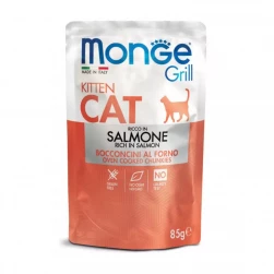 Monge Cat Grill Pouch Kitten Salmone, паучи для котят, с кусочками лосося в желе, 85гр. (арт.-3604)