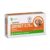 Диувет 0,75мг, таблетки оказывающие диуретическое действие, уп.-30табл.