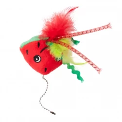 Игрушка Mr.Kranch для кошек "Арбузик" плюшевая с кошачьей мятой и перышками, 16см, красная (арт.-2359)