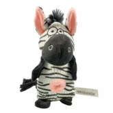 Игрушка Mr.Kranch для собак "Зебра" плюшевая с канатиками, пищалкой и карманом под лакомство, 21 см, белая (арт.-3813)