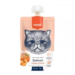 Лакомство Wanpy Cat для кошек Мясное пюре из лосося 90 г (арт.-1538)