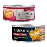 Корм "Мнямс" консервированный для стерилизованных кошек и кастрированных котов с говядиной и клюквой "Паштет по-шведски", 100 г (арт.-6656)