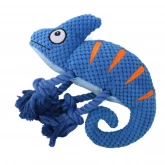 Игрушка Mr.Kranch "Хамелеон" для собак, плюшевая с канатиками и пищалкой, 26 см, синяя (арт.-2634)