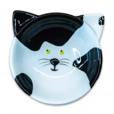 Миска Mr.Kranch для кошек "Мордочка кошки" керамическая, черно-белая, 120мл (арт.-9623)