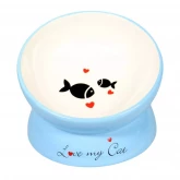 Миска Mr.Kranch для кошек керамическая на подставке, голубая, 120мл (арт.-10234)