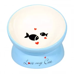 Миска Mr.Kranch для кошек керамическая на подставке, голубая, 120мл (арт.-10234)