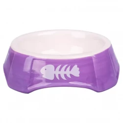 Миска Mr.Kranch для кошек, керамическая с рыбками, фиолетовая, 140мл (арт.-5041)