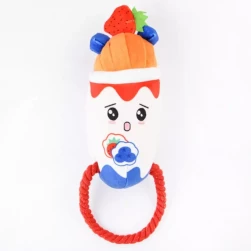 Игрушка Mr.Kranch для собак "Йогурт" плюшевая с канатиком  и пищалкой 19 см (арт.-0287)