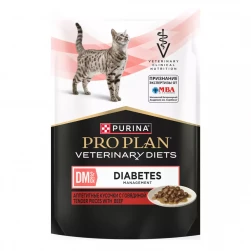 Pro Plan Veterinary Diets DM Diabetes, влажная диета для кошек при диабете 85 гр., с говядиной (арт. 4430)