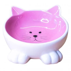 Миска Mr.Kranch керамическая "Мордочка кошки" на ножках, 100 мл розовая (арт.-6512)