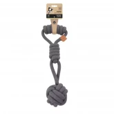 Игрушка M-PETS "COTO" перетяжка с мячом для собак, 36 см, серая (хлопок) (арт.-8212)