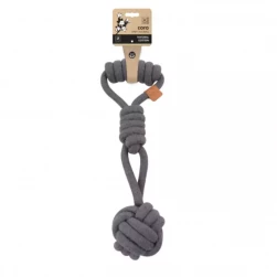 Игрушка M-PETS "COTO" перетяжка с мячом для собак, 36 см, серая (хлопок) (арт.-8212)