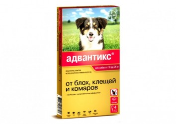 Адвантикс "Advantix" капли на холку для собак массой 10 - 25 кг (цена за 1 пипетку х 2,5 мл)