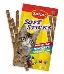 Sanal Soft Sticks Turkey & Liver (Санал мягкие палочки с курицей и печенью), лакомство для кошек, (цена за 1 шт.) (арт. 3840)