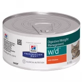 Hill's Prescription Diet Feline w/d Digestive/Weight, консервы диета для кошек, 156гр (арт-9455)